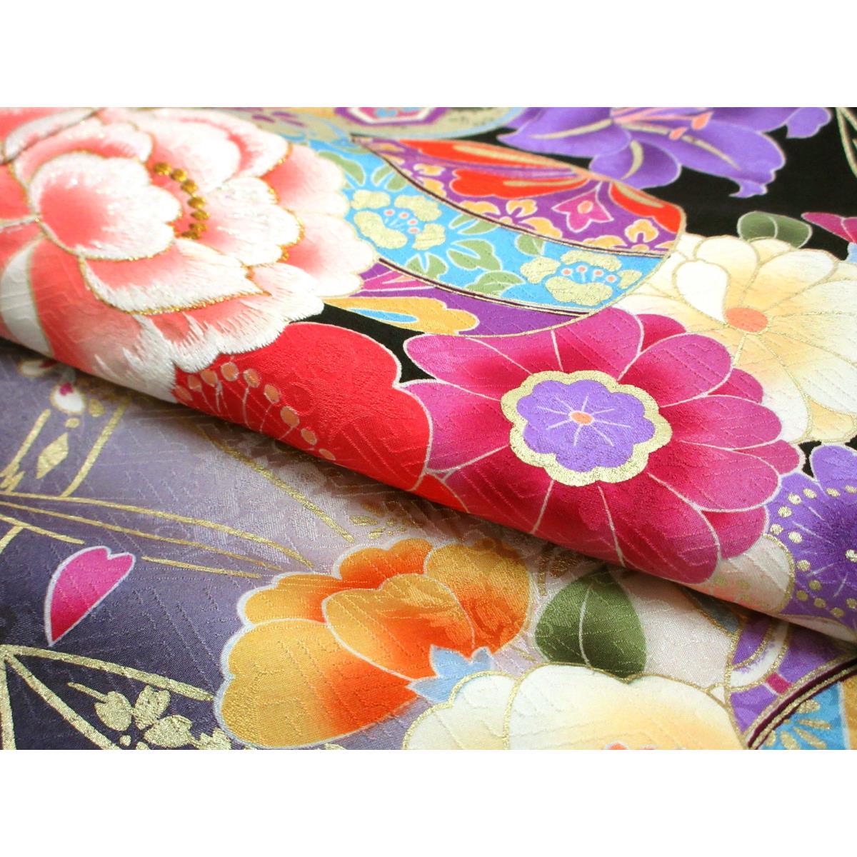振袖　友禅金彩加工　刺繍入りボカシ染