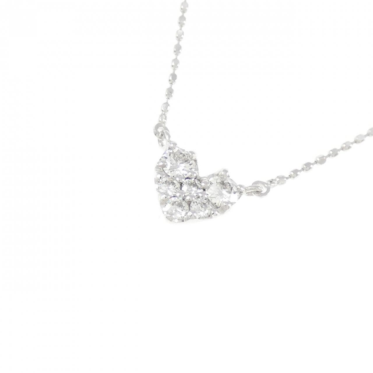 K18WG ハート ダイヤモンド ネックレス 0.20CT