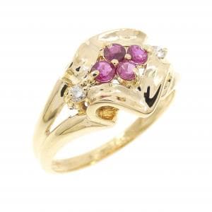 K18YG ルビー リング 0.30CT