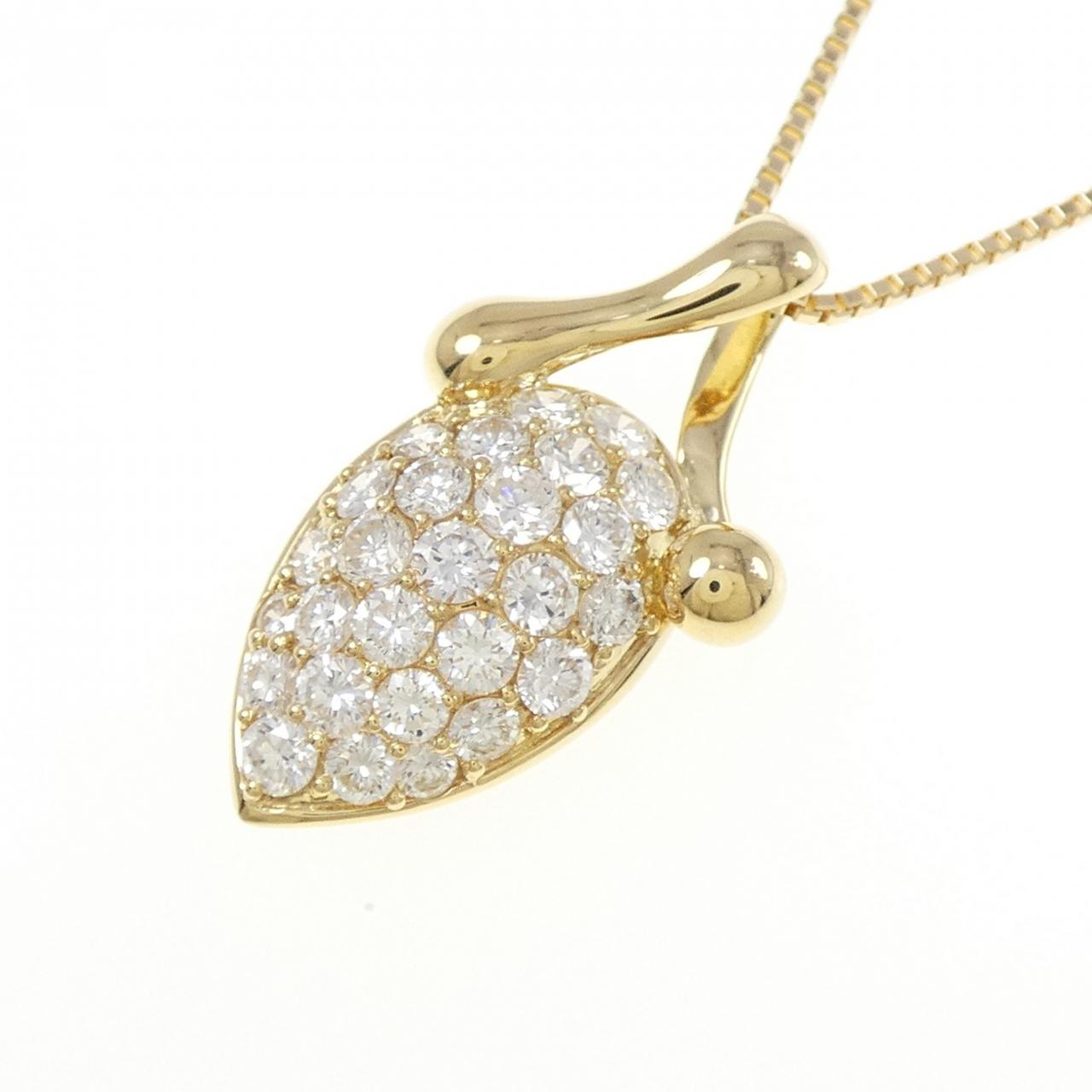 K18YG パヴェ ダイヤモンド ネックレス 1.40CT