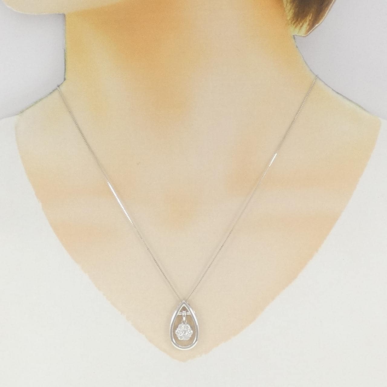 K18WG フラワー ダイヤモンド ネックレス 0.50CT