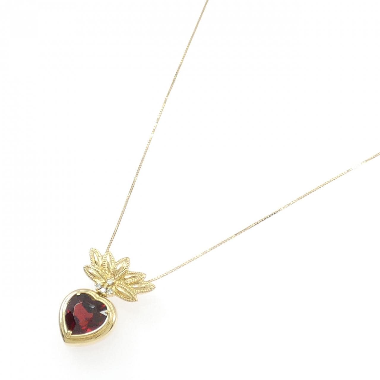 K18YG ハート ガーネット ネックレス 4.28CT