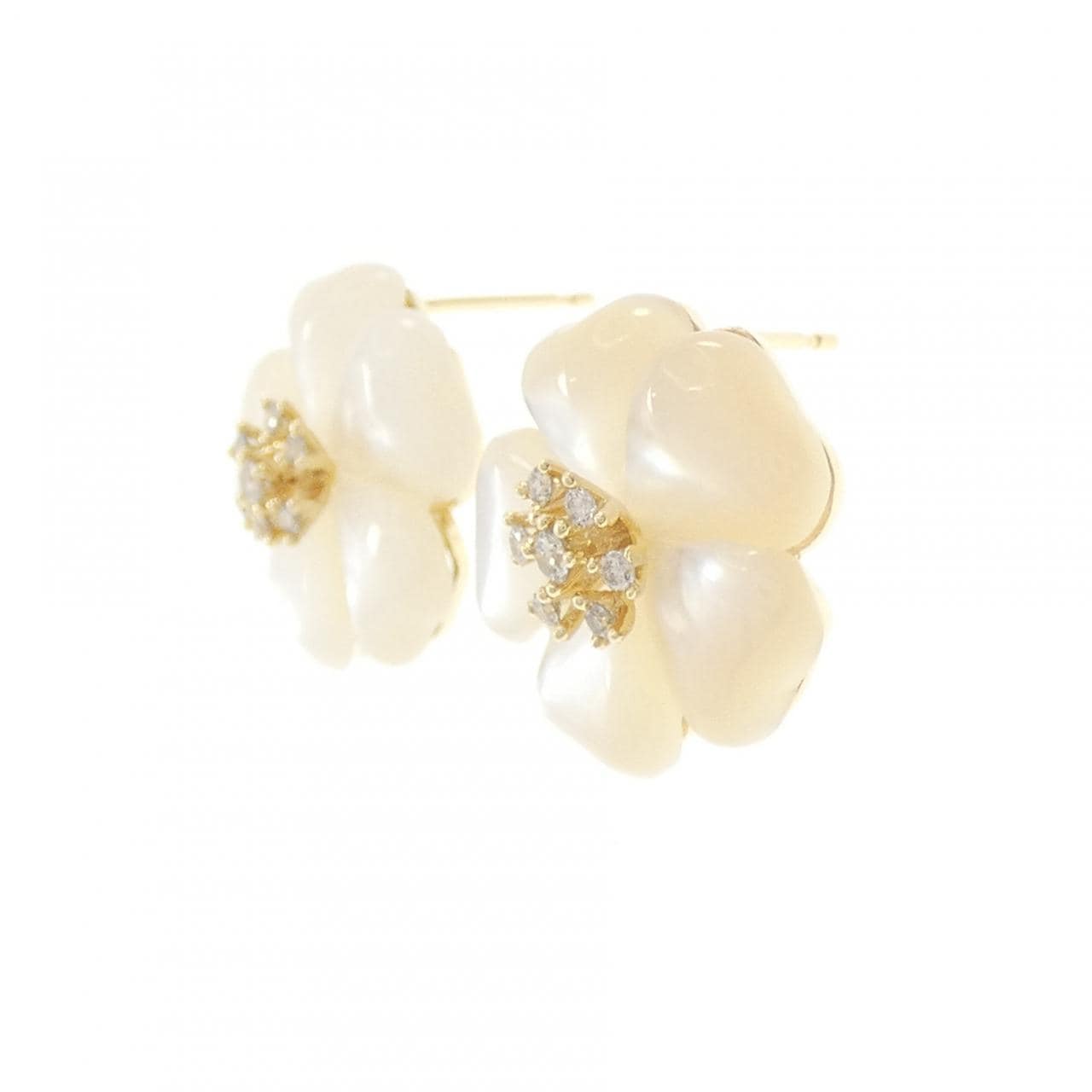 K18YG フラワー マザーオブパール ピアス