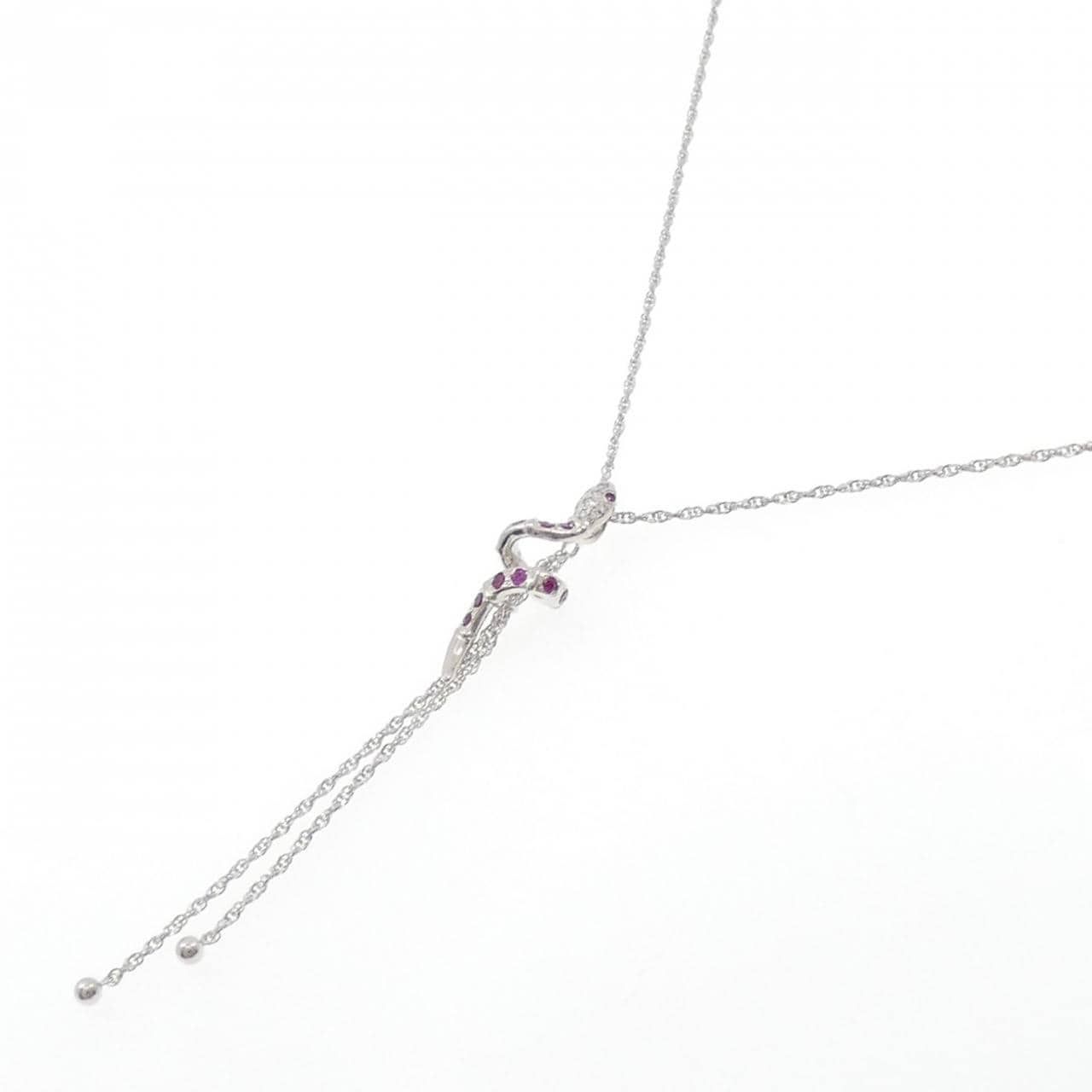 PT900/PT850 スネーク ルビー ネックレス 0.43CT