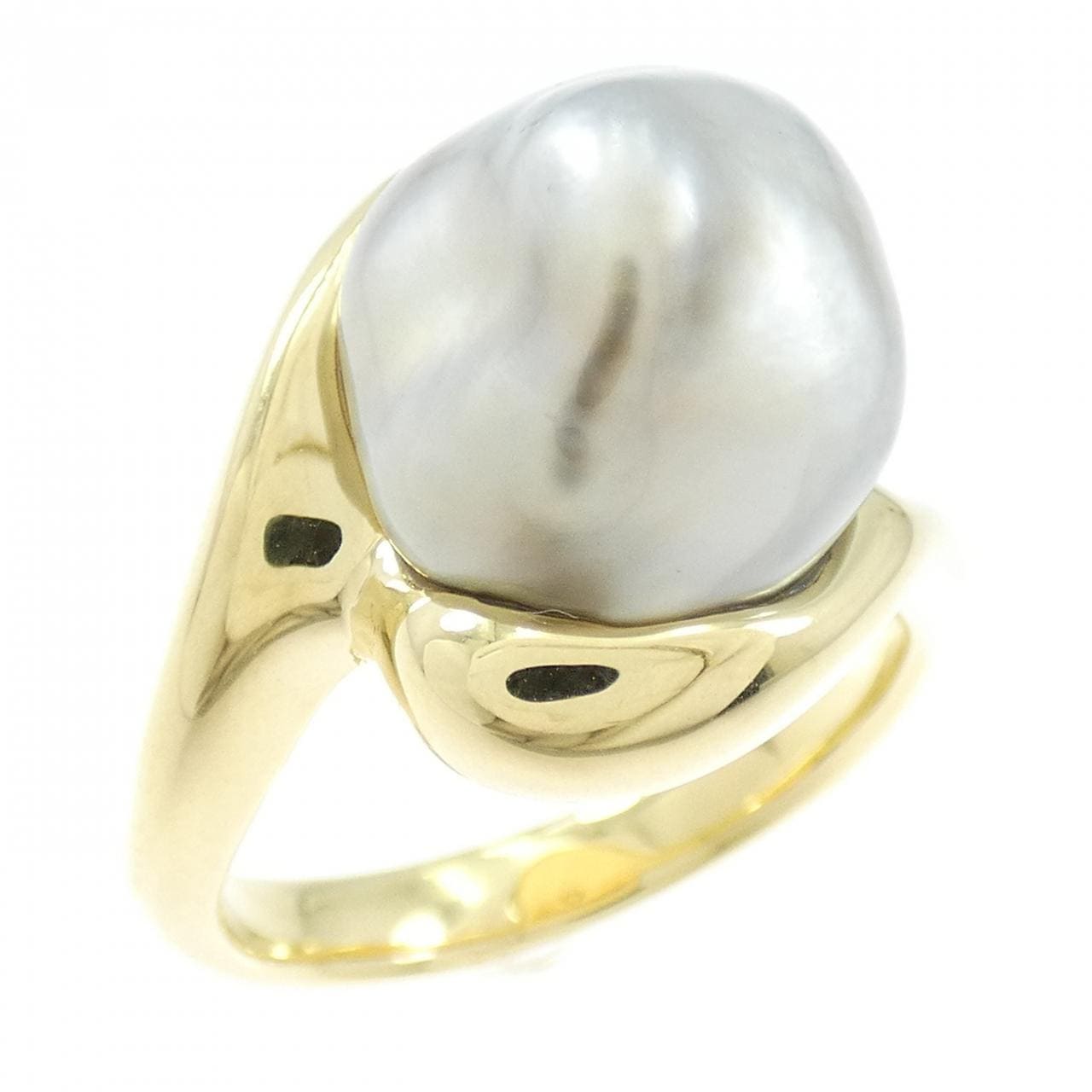 K18YG 黒蝶パール リング