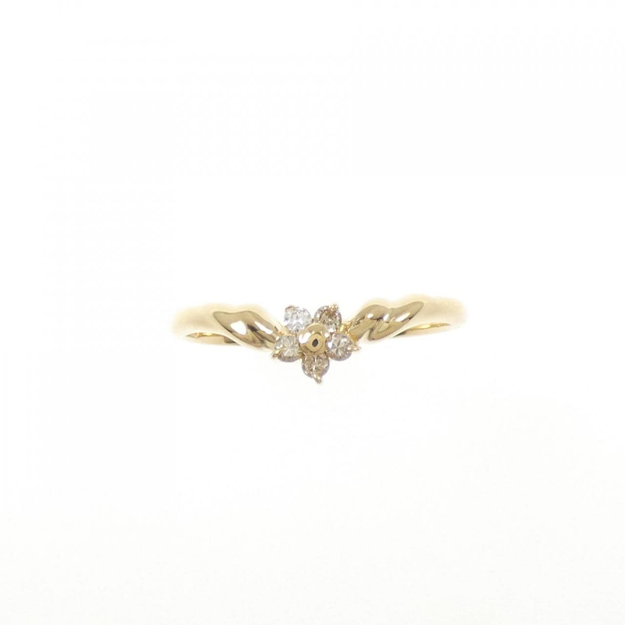 K18YG フラワー ダイヤモンド リング