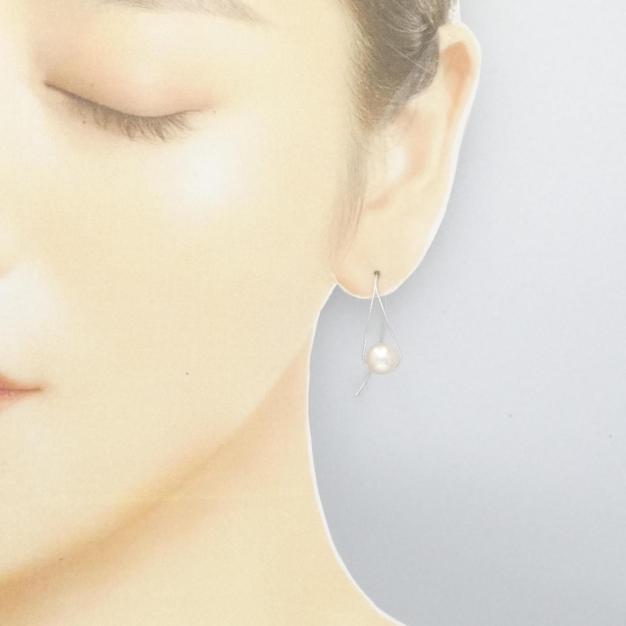 [新品] K18WG Akoya珍珠耳环 7.5 毫米
