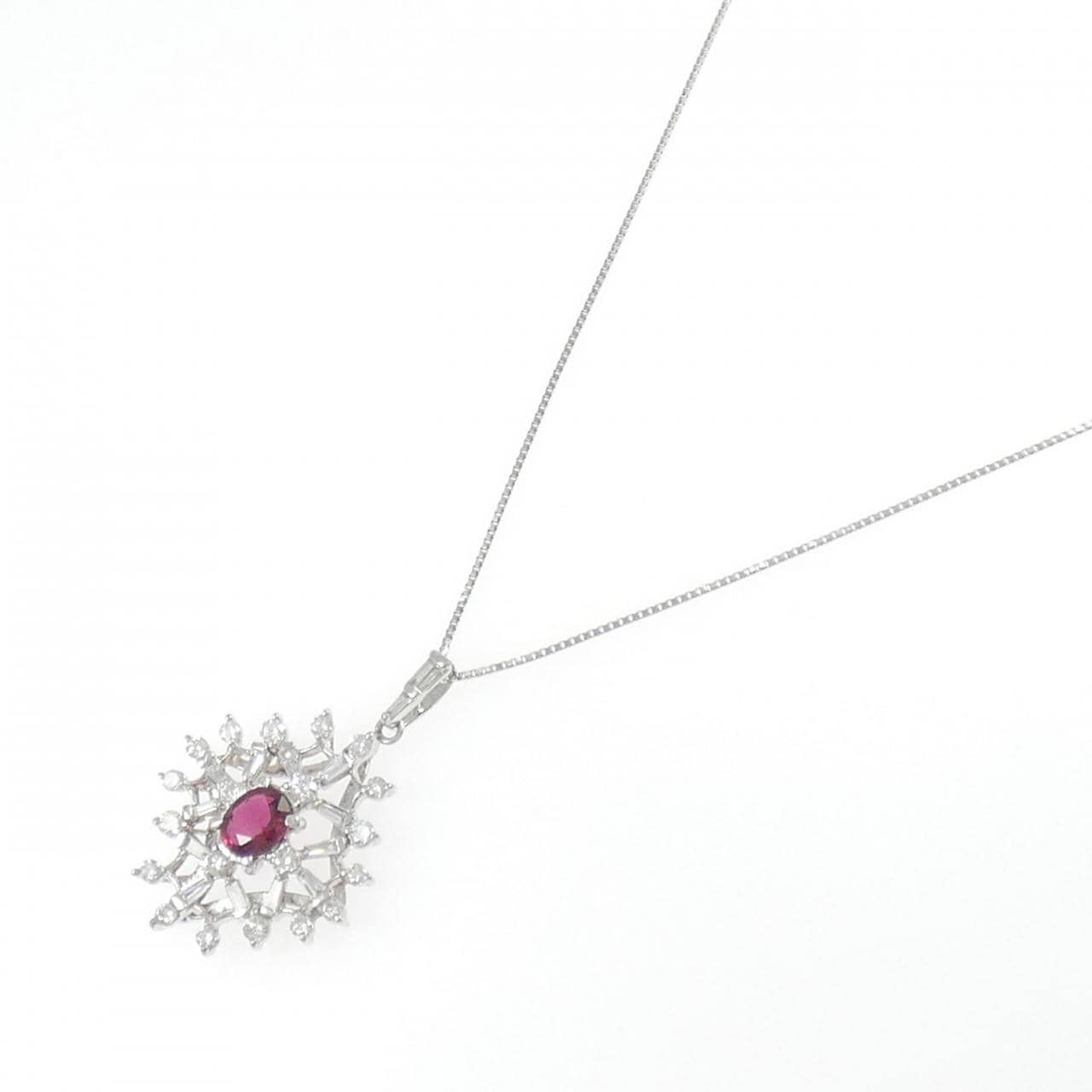 PT900/PT850 ルビー ネックレス 0.697CT