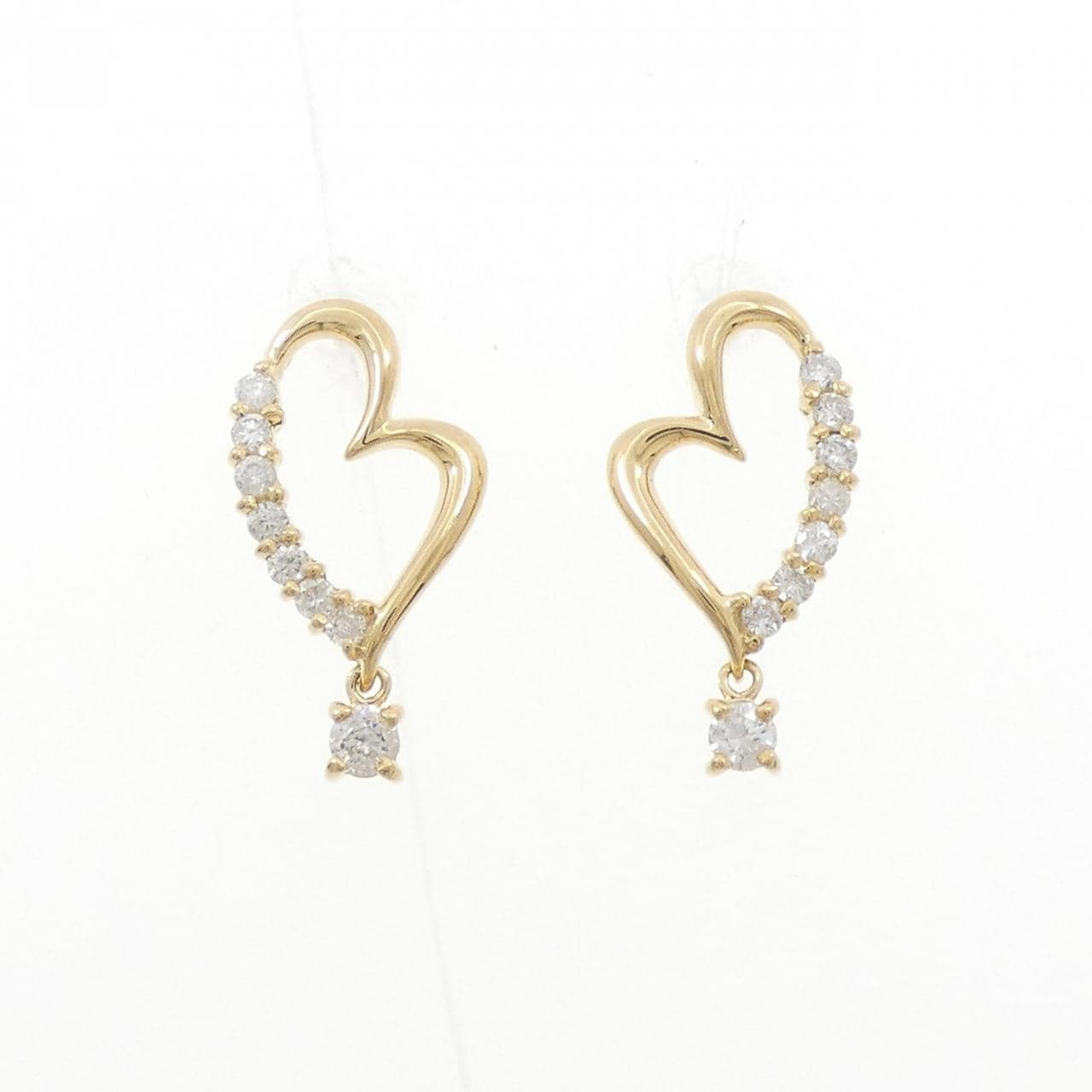 K18YG ハート ダイヤモンド ピアス 0.32CT