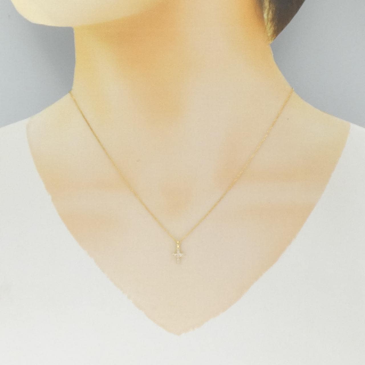 K18YG クロス ダイヤモンド ネックレス 0.10CT