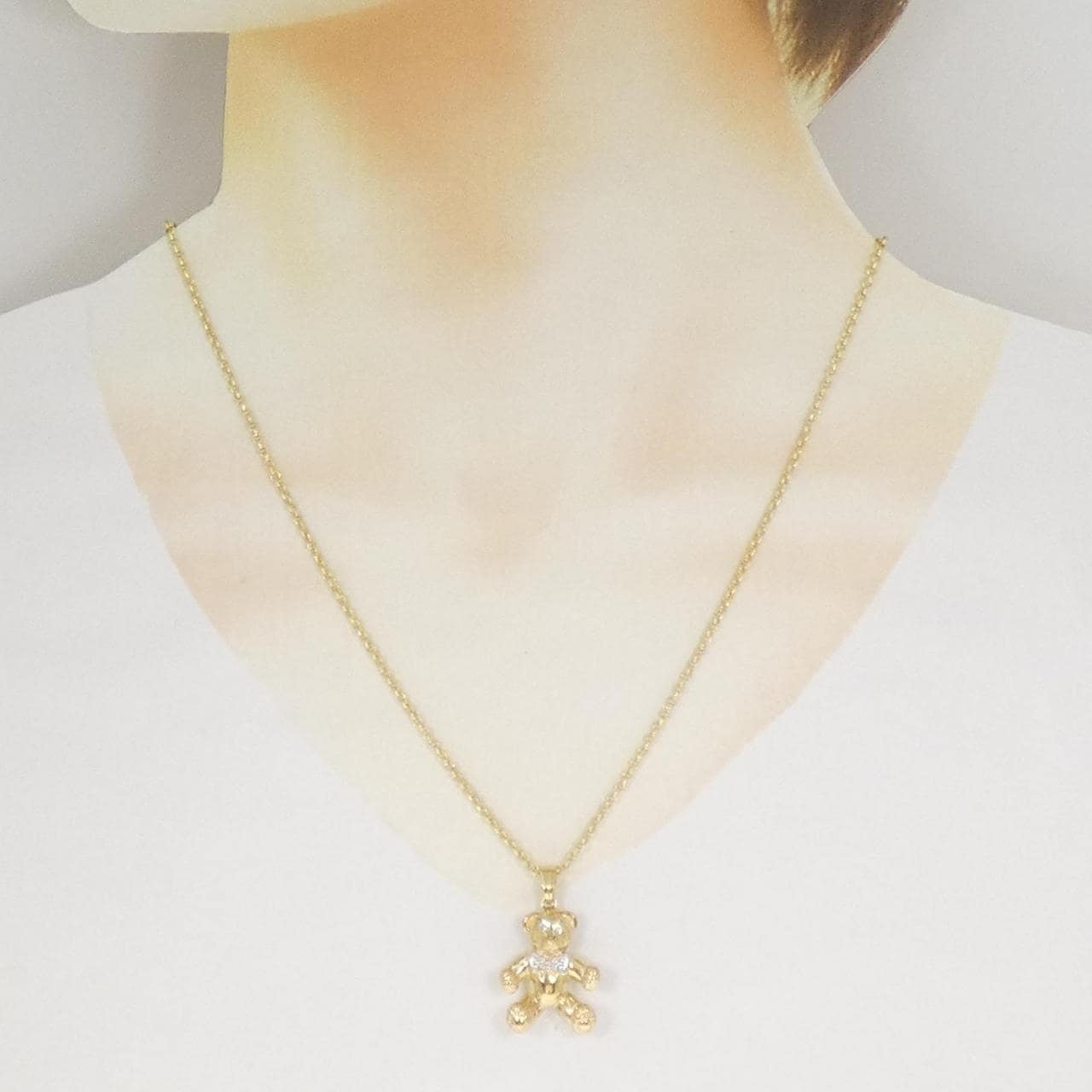 750YG/750WG/K18 ベア ダイヤモンド ネックレス 0.01CT