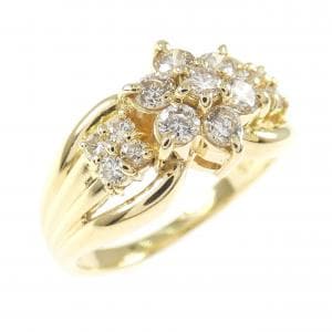 K18YG フラワー ダイヤモンド リング 0.50CT