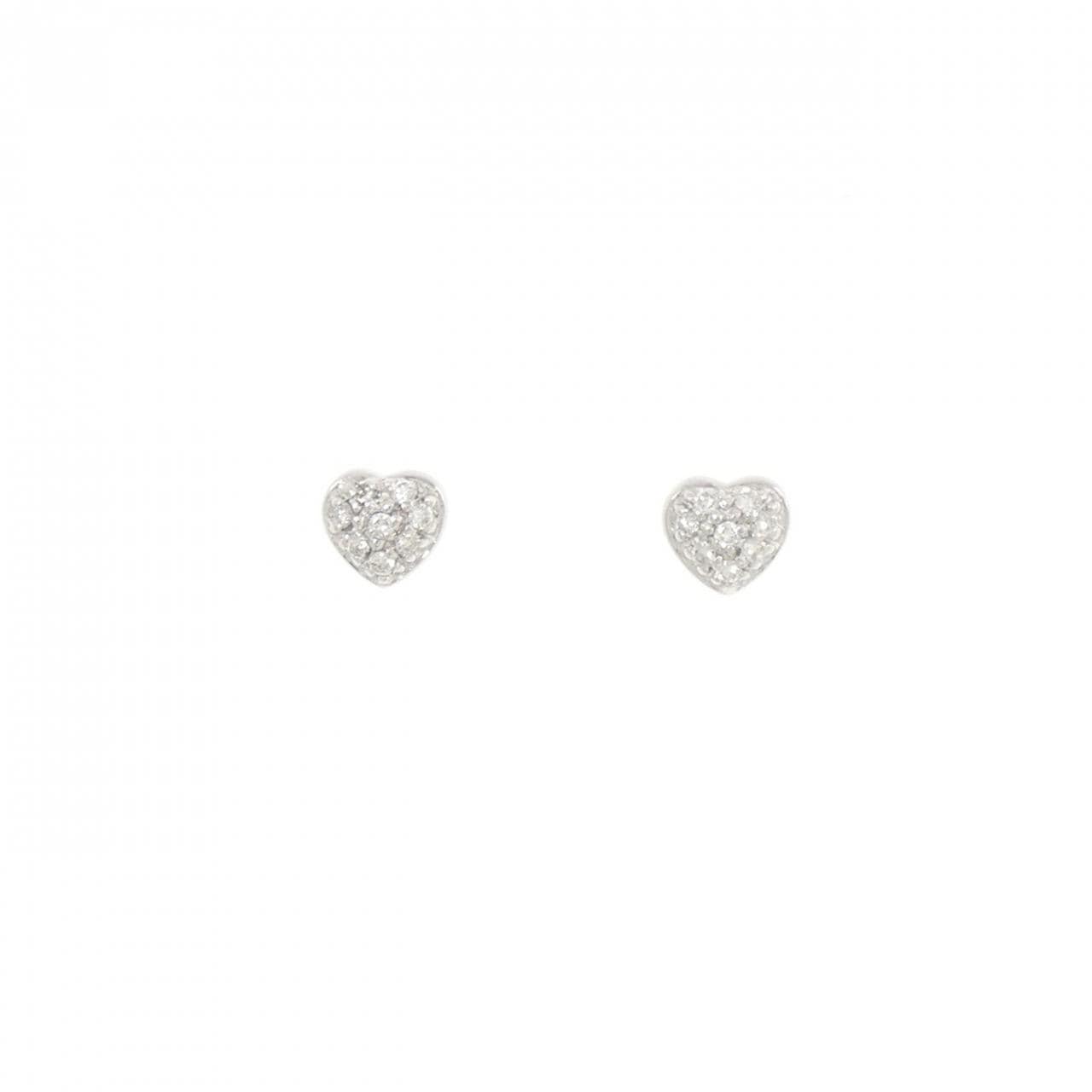 K18WG ハート ダイヤモンド ピアス 0.11CT