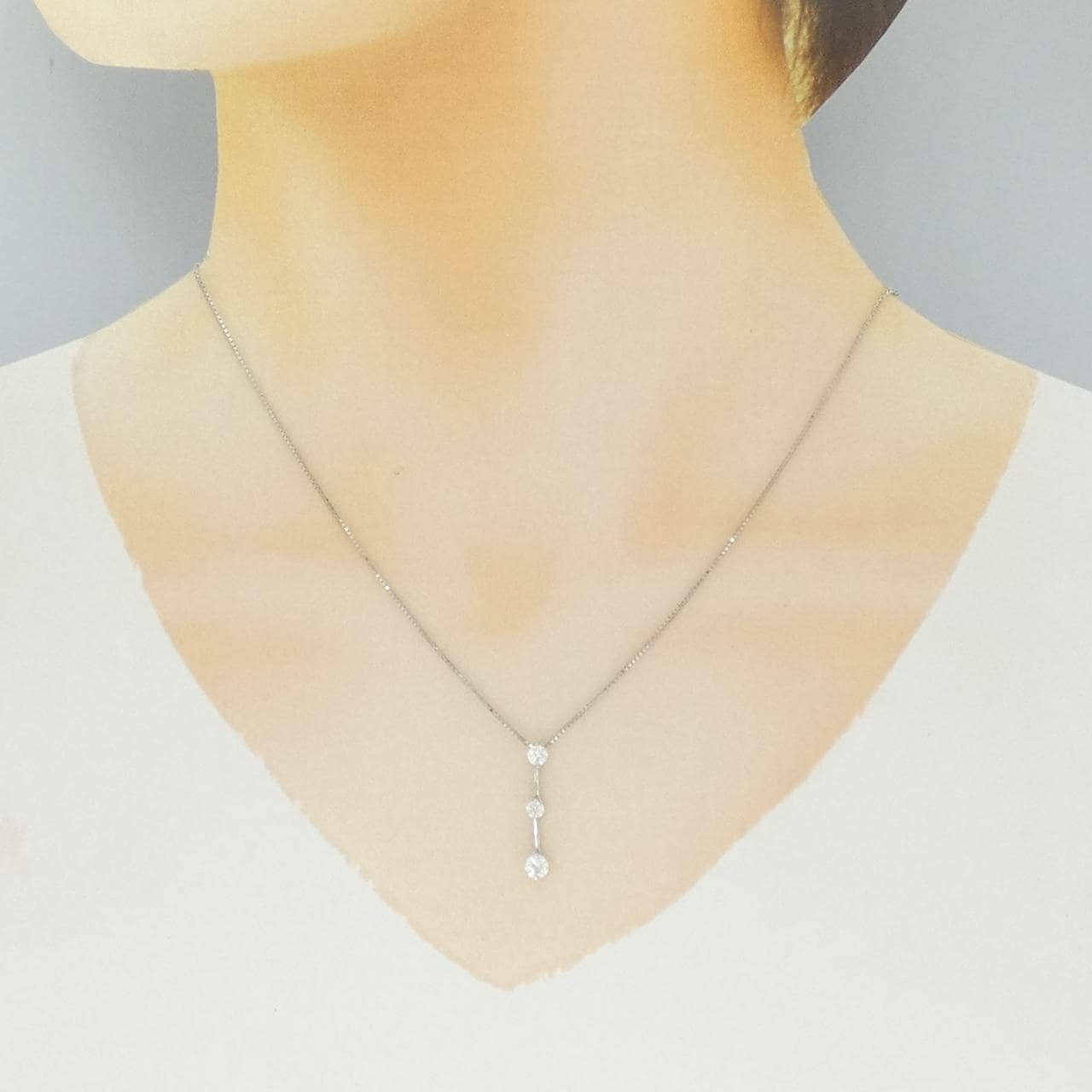 PT900/PT850 スリーストーン ダイヤモンド ネックレス 0.50CT