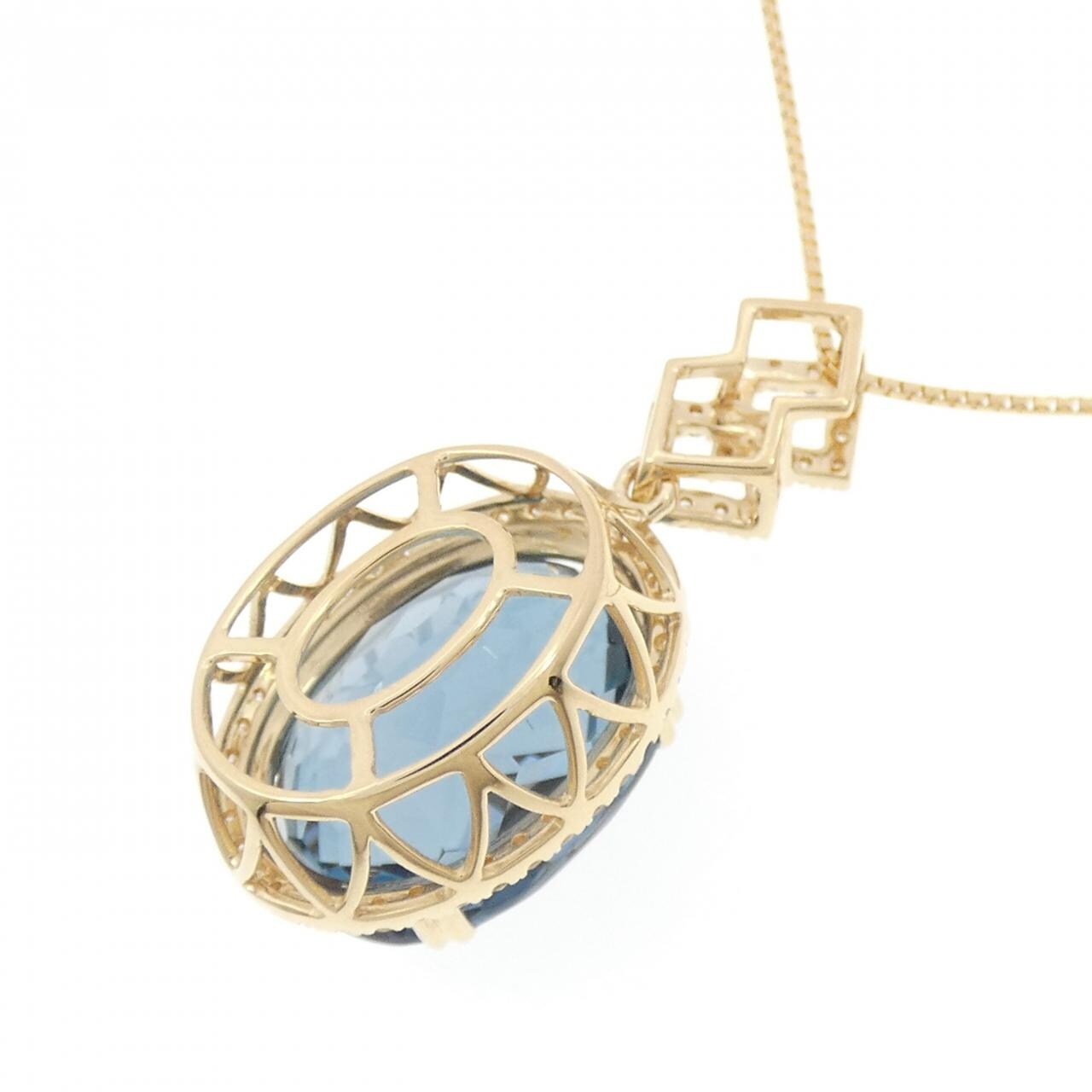 K18YG ブルートパーズ ネックレス 15.12CT