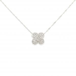 K18WG/750WG クローバー ダイヤモンド ネックレス 0.18CT