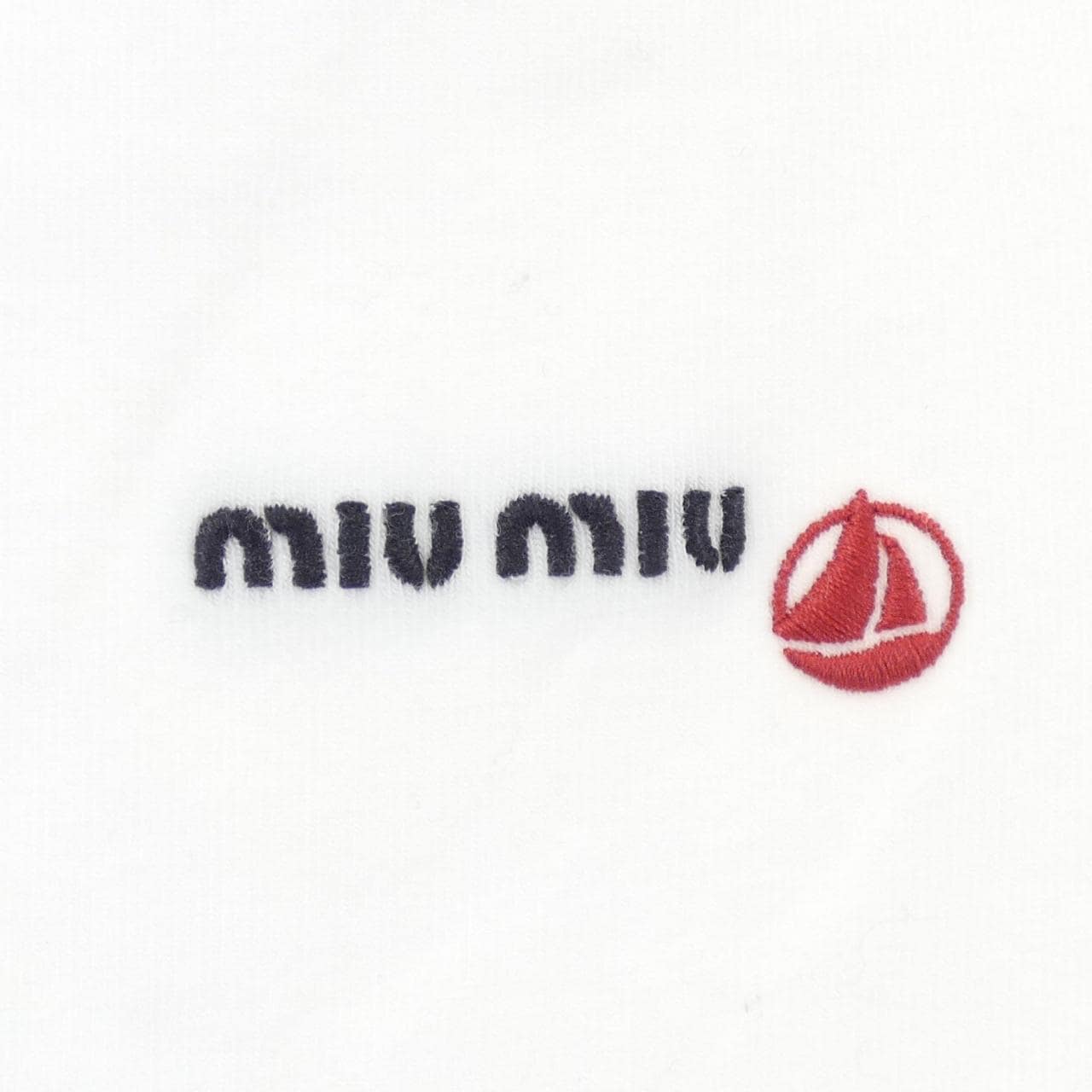MIU MIU Miu Petit Bateau 弹力针织修身 T 恤 MJN563 SOOO 16J8 上衣