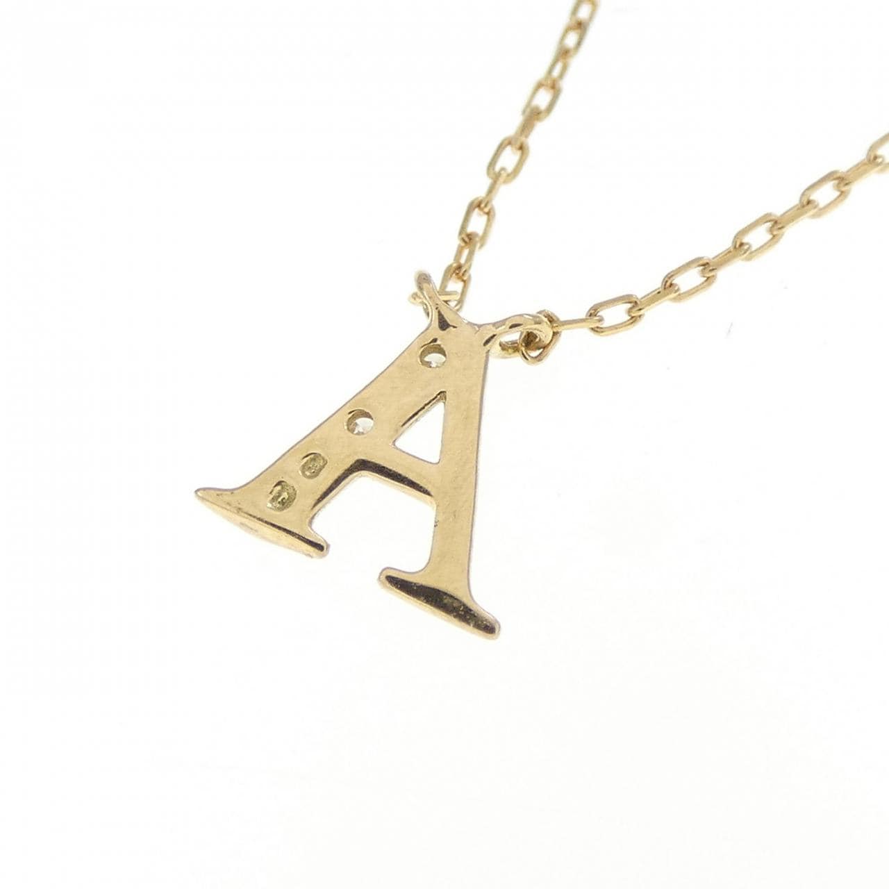 K18YG イニシャルA ダイヤモンド ネックレス