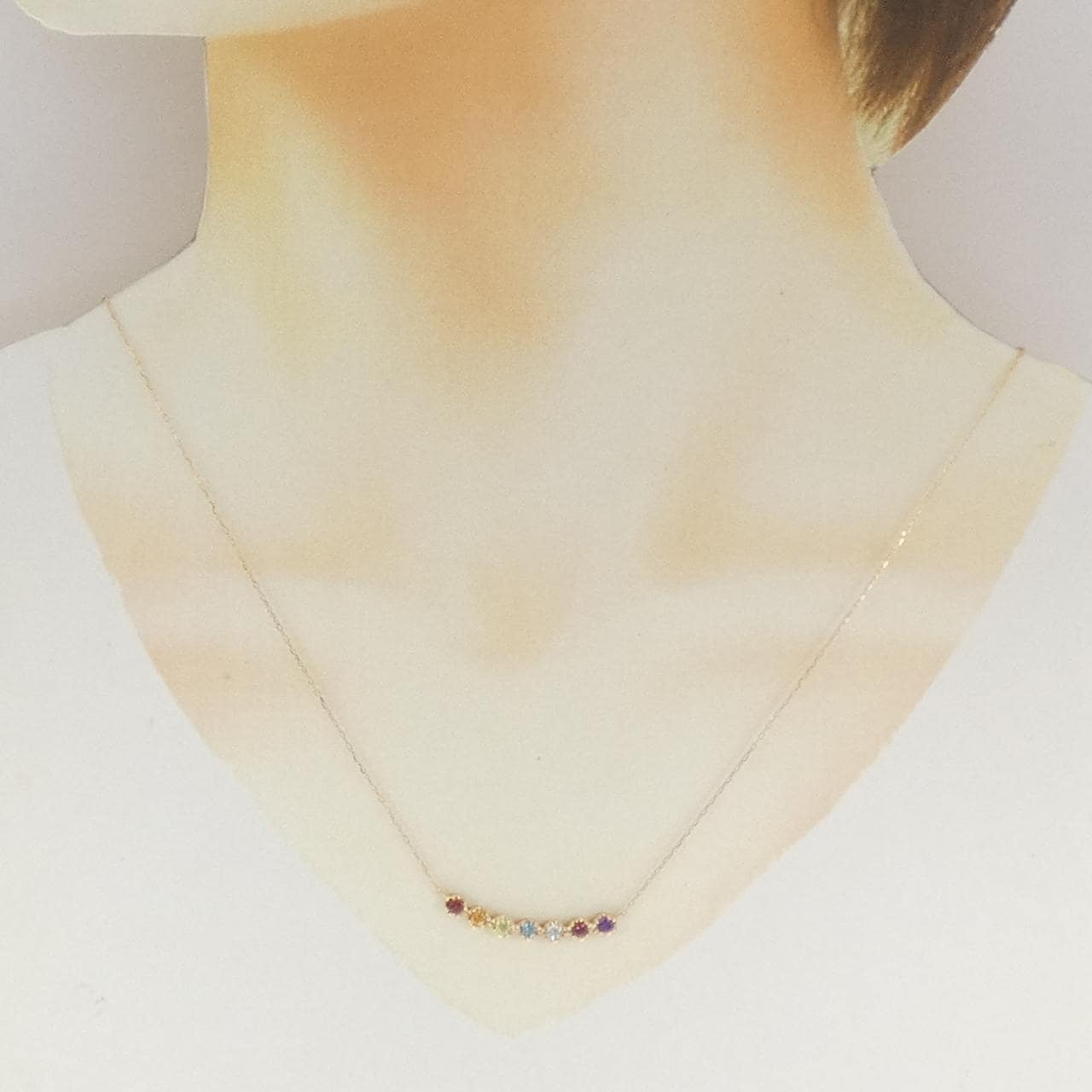 K18PG colored stone necklace