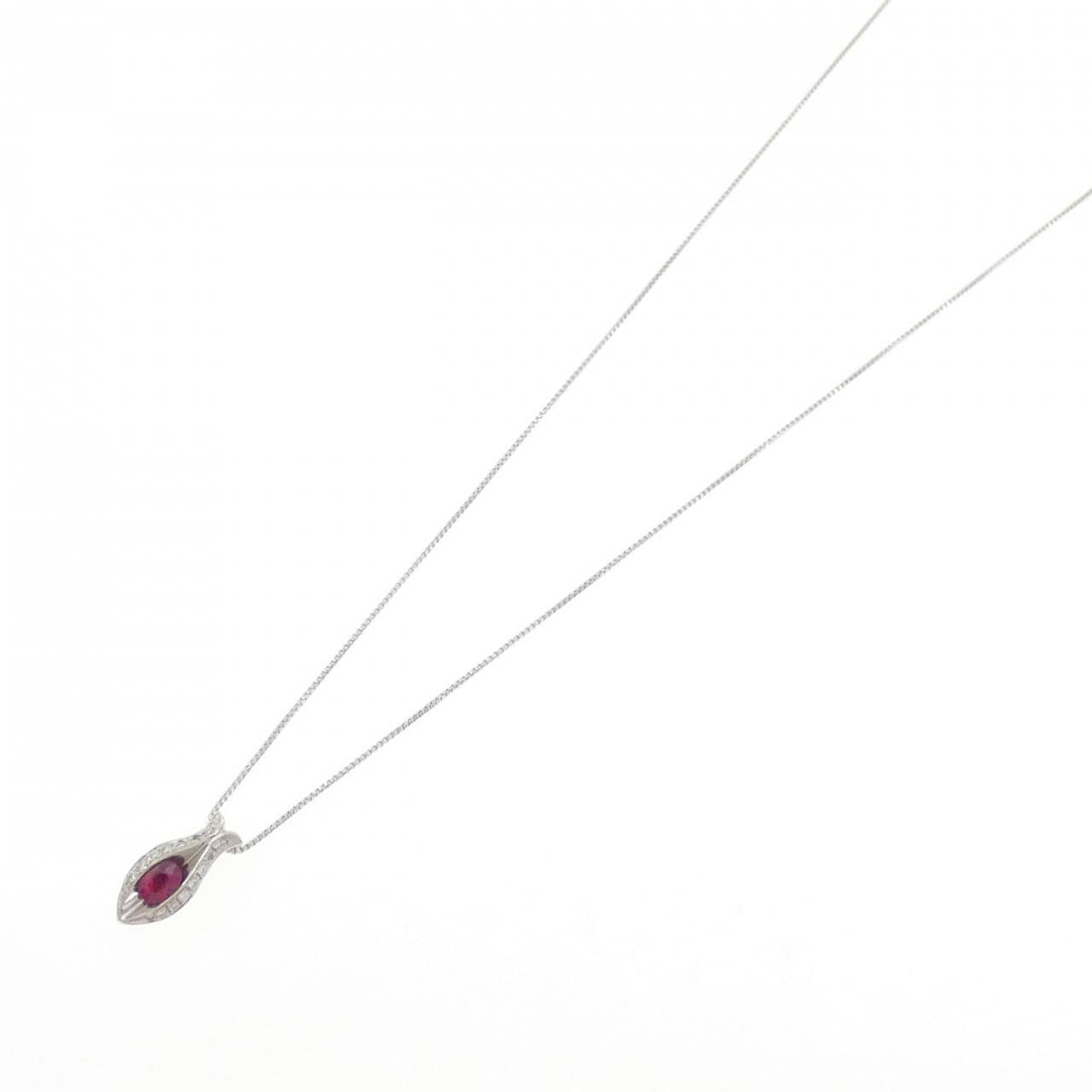 PT900/PT850 ルビー ネックレス 0.44CT