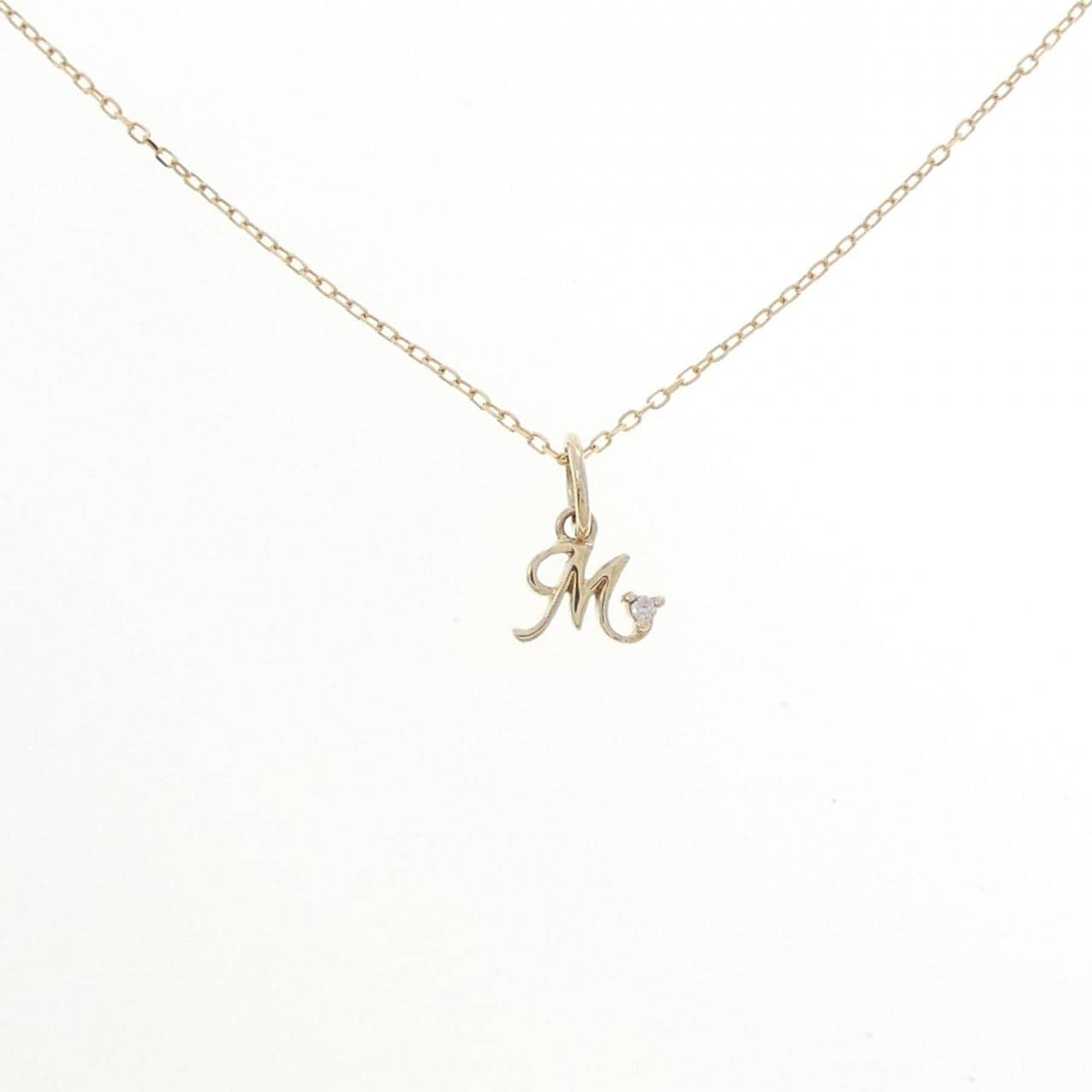 K10YG イニシャルM ダイヤモンド ネックレス 0.01CT