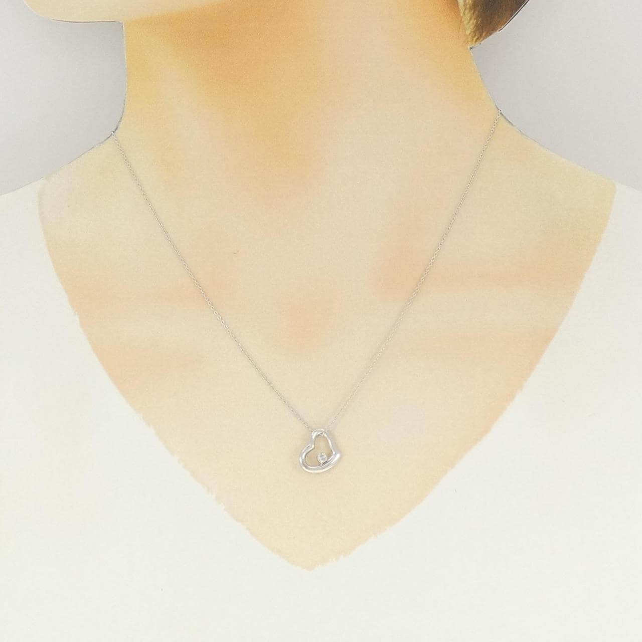 K18WG ハート ダイヤモンド ネックレス 0.08CT