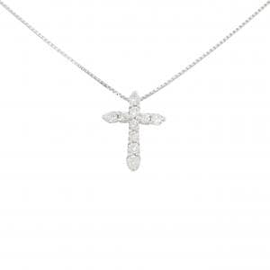 K18WG クロス ダイヤモンド ネックレス 0.50CT