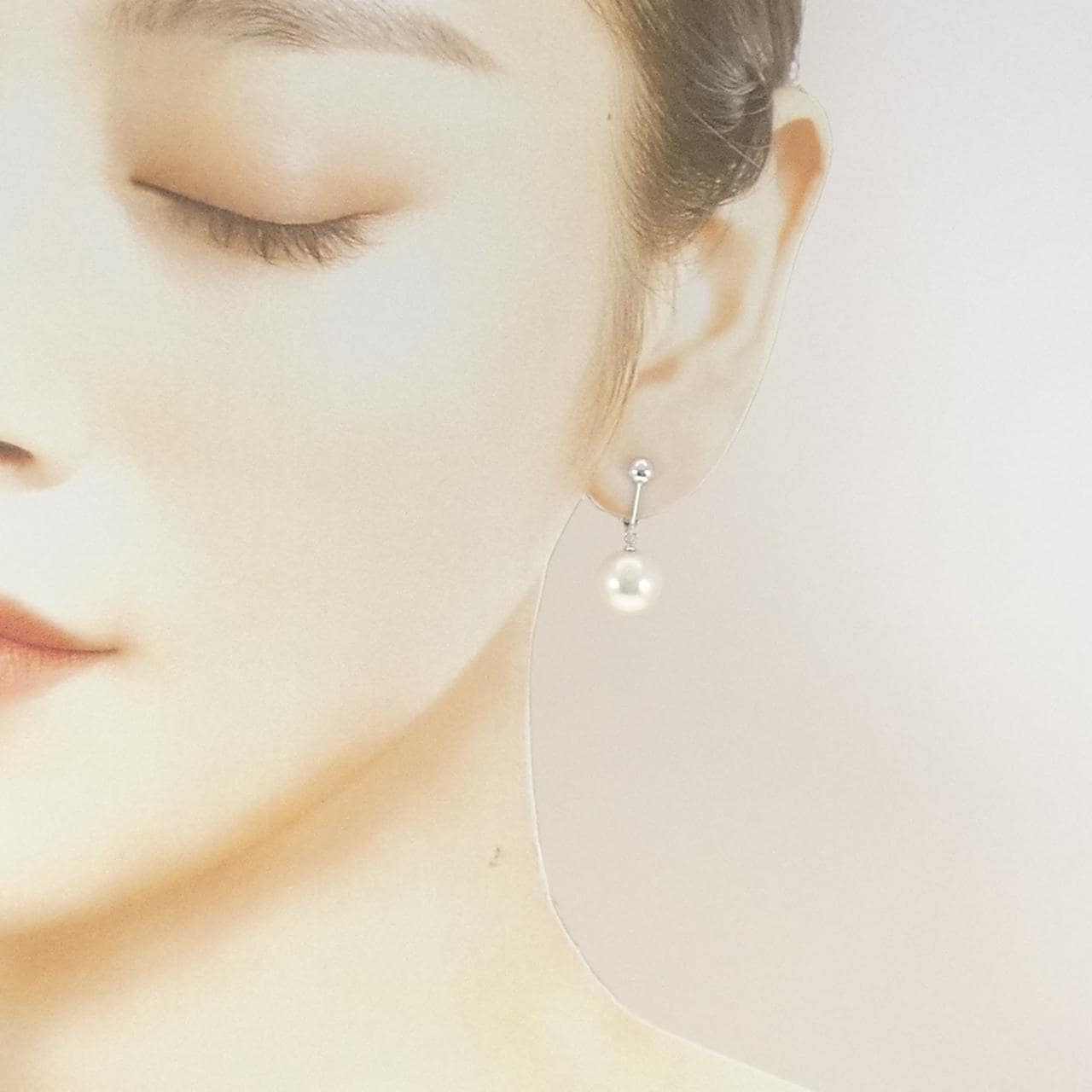 K14WG 白蝶パール イヤリング 10.2mm