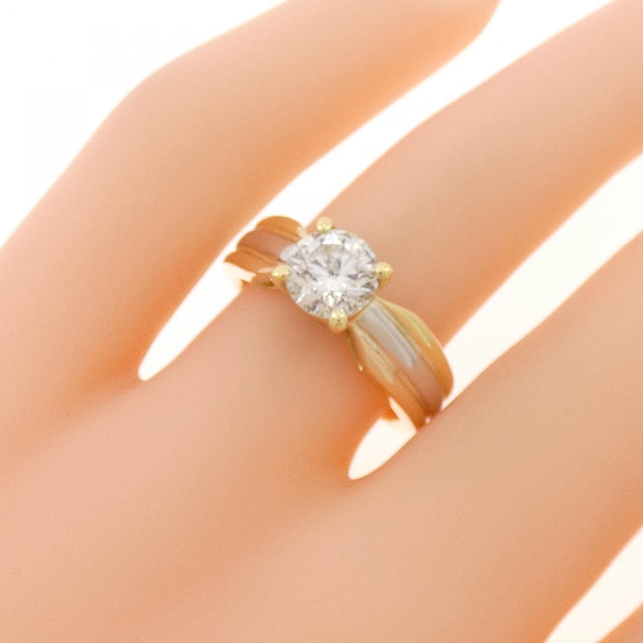 K18YG/PT900/K18PG ダイヤモンド リング 1.006CT