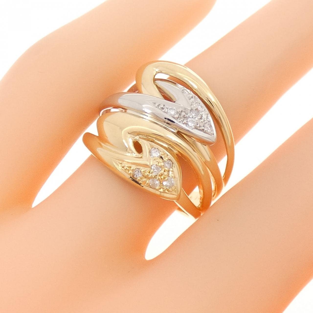 K18YG/PT900 ダイヤモンド リング 0.15CT