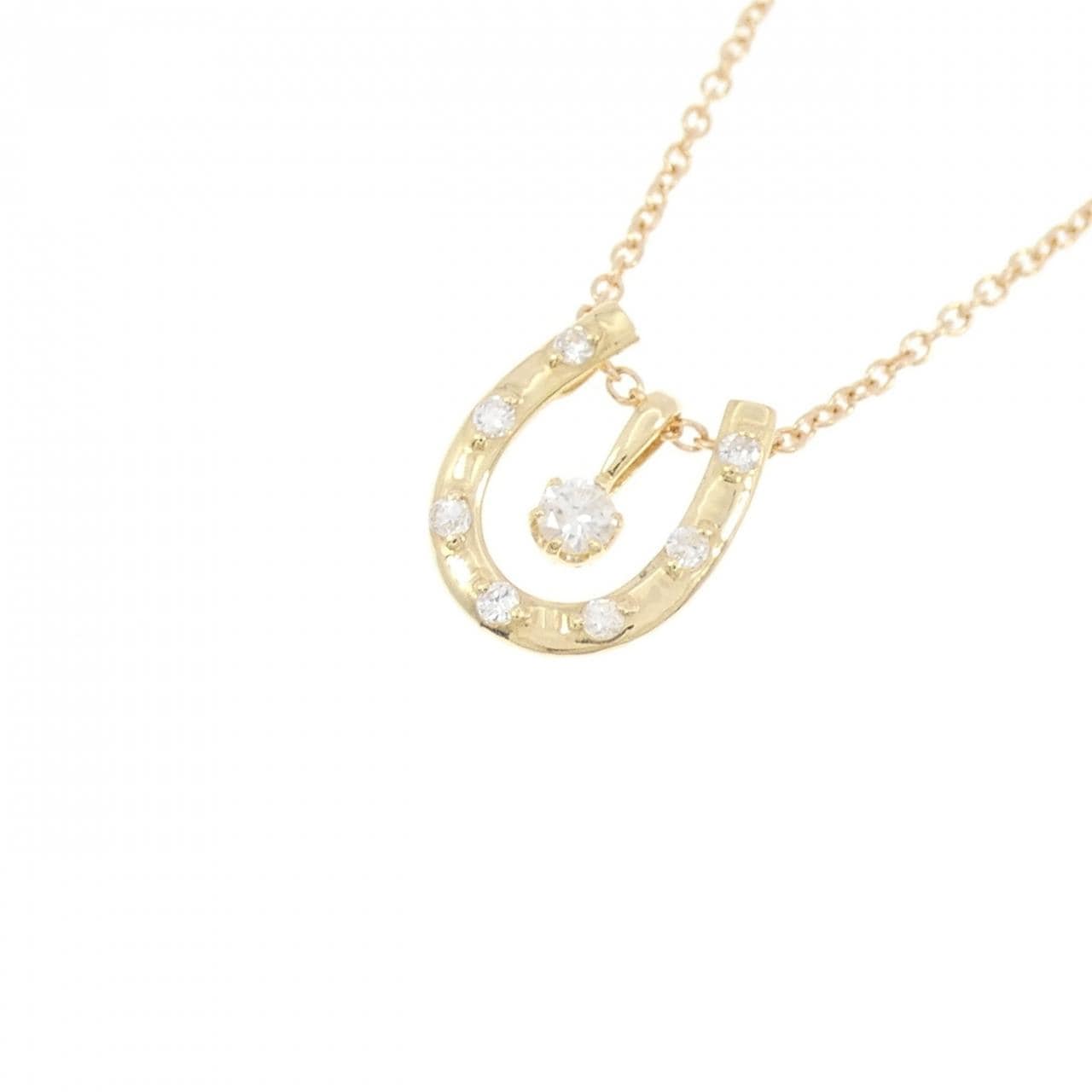 K18YG ホースシュー ダイヤモンド ネックレス 0.05CT