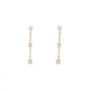 K18YG スリーストーン ダイヤモンド ピアス 0.2CT