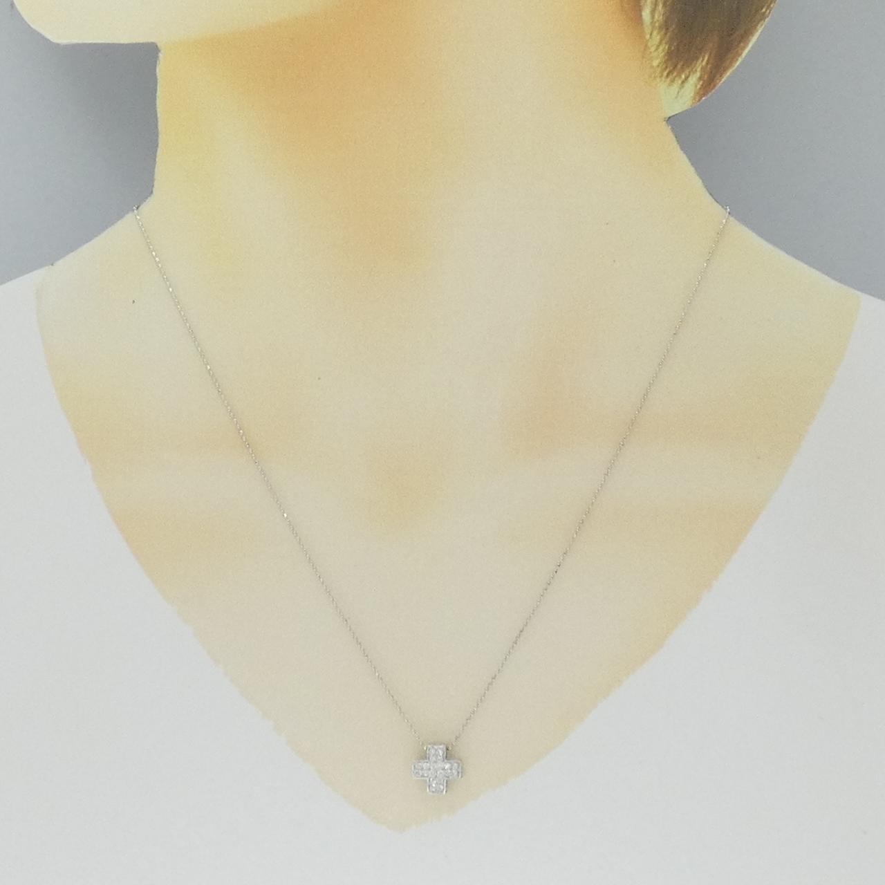 K18WG クロス ダイヤモンド ネックレス 0.33CT