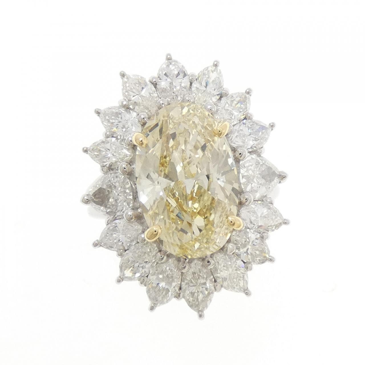 PT900/K18YG ダイヤモンド リング 5.016CT LY SI1 オーバルカット