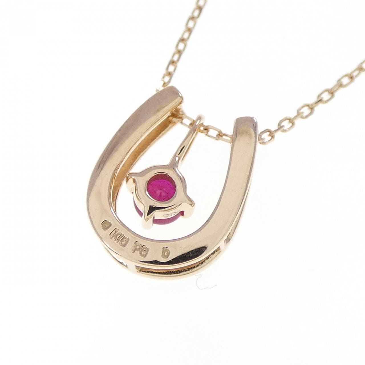 K18PG 2WAY马蹄红宝石项链