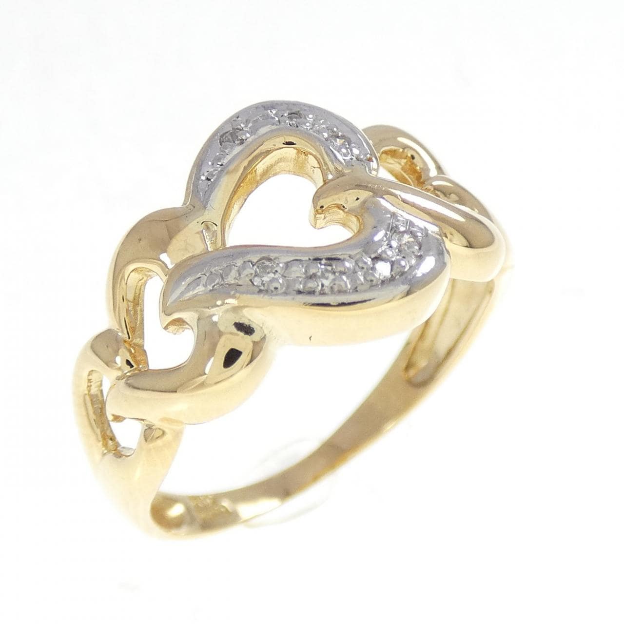 K18YG/PT900 ハート ダイヤモンド リング 0.04CT