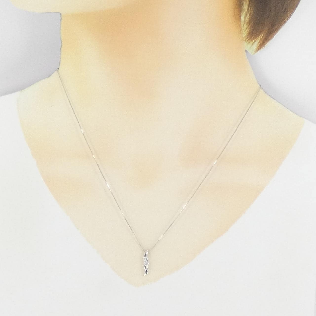 K18WG ダイヤモンド ネックレス 0.17CT