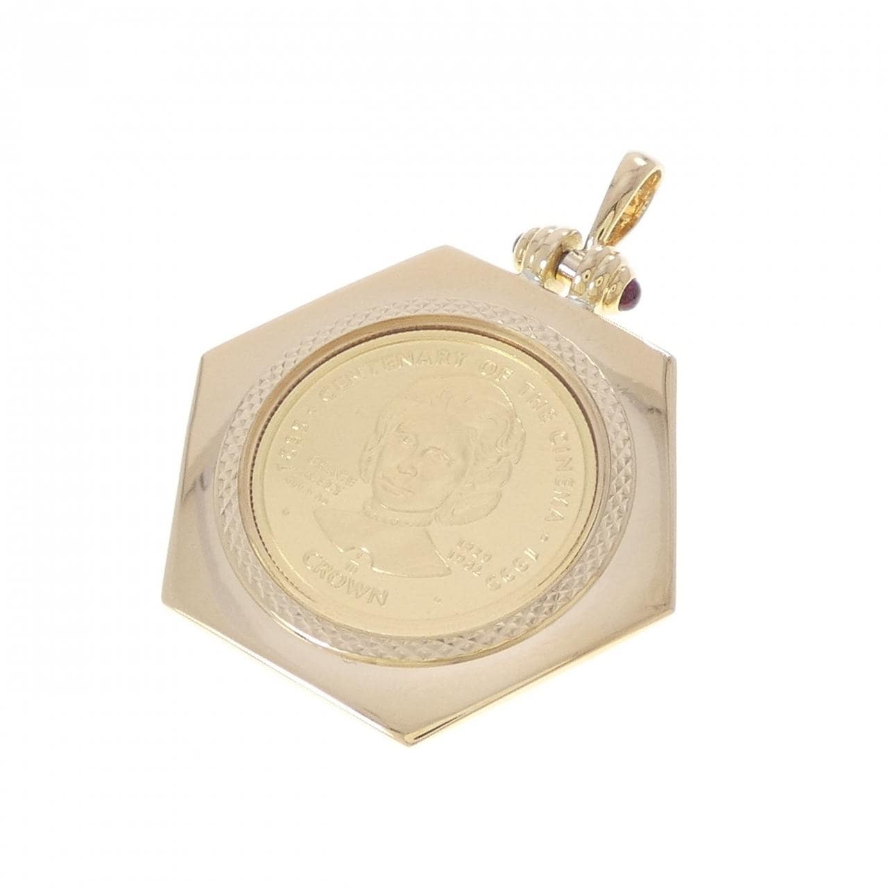 K18YG(枠) ルビー コイン ペンダント