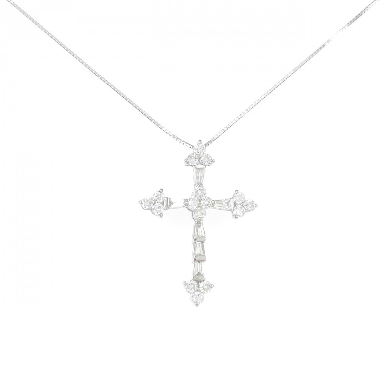 K18WG クロス ダイヤモンド ネックレス 1.00CT