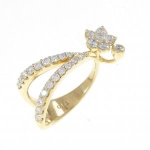 K18YG フラワー ダイヤモンド リング 0.58CT