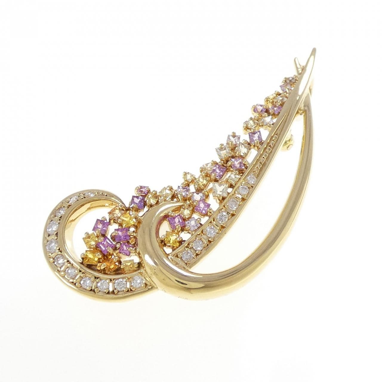 K18YG サファイヤ ブローチ 1.60CT