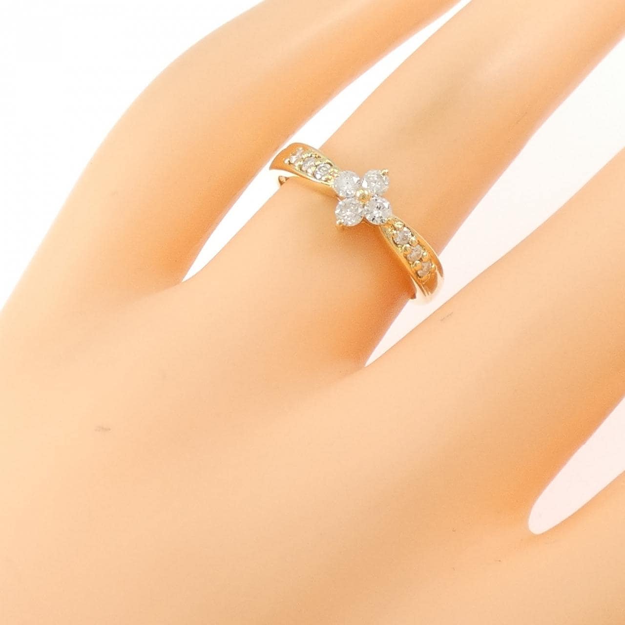 K18YG フラワー ダイヤモンド リング 0.31CT