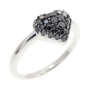 K18WG/K18BG ハート×フラワー ダイヤモンド リング 0.30CT