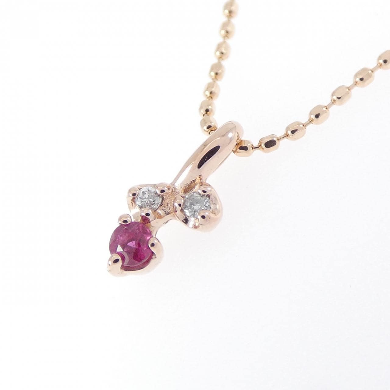 K10PG ルビー ネックレス 0.04CT
