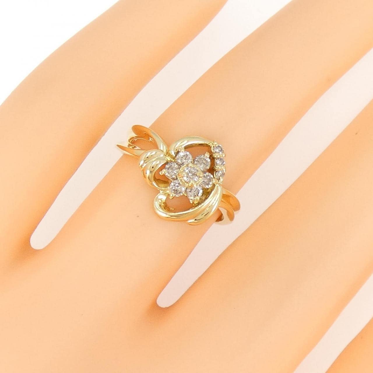 K18YG flower Diamond ring 0.26CT
