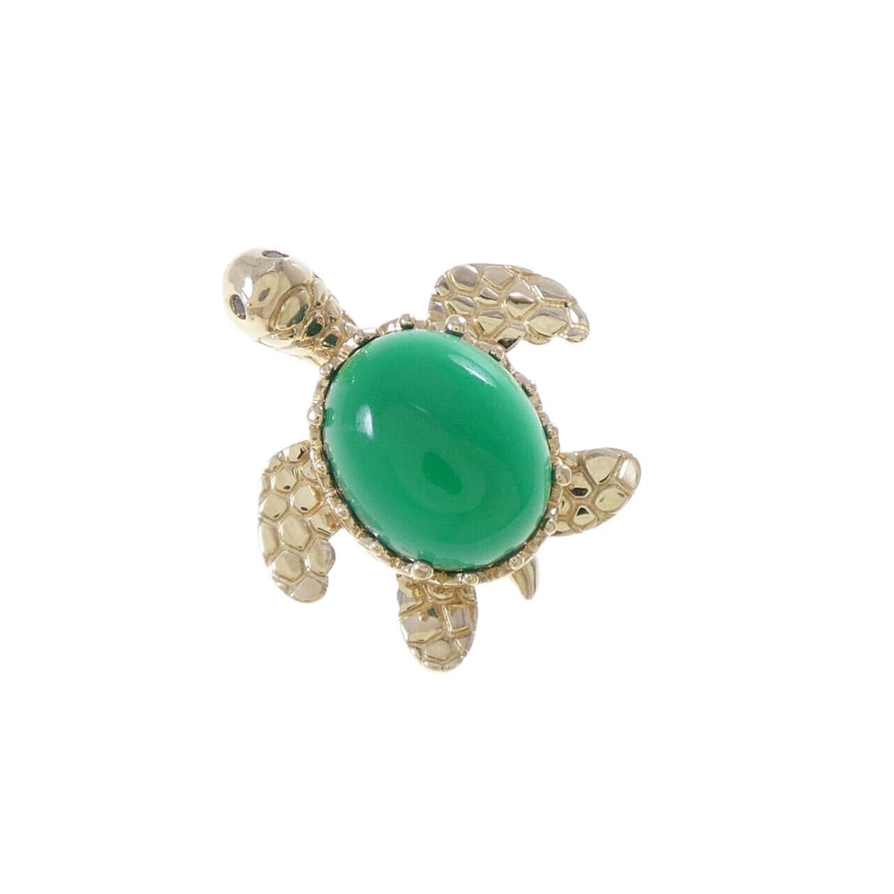 K10YG タートル カルセドニー ブローチ