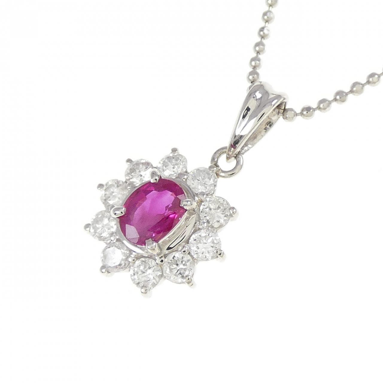 PT900/PT850 ルビー ネックレス 0.41CT