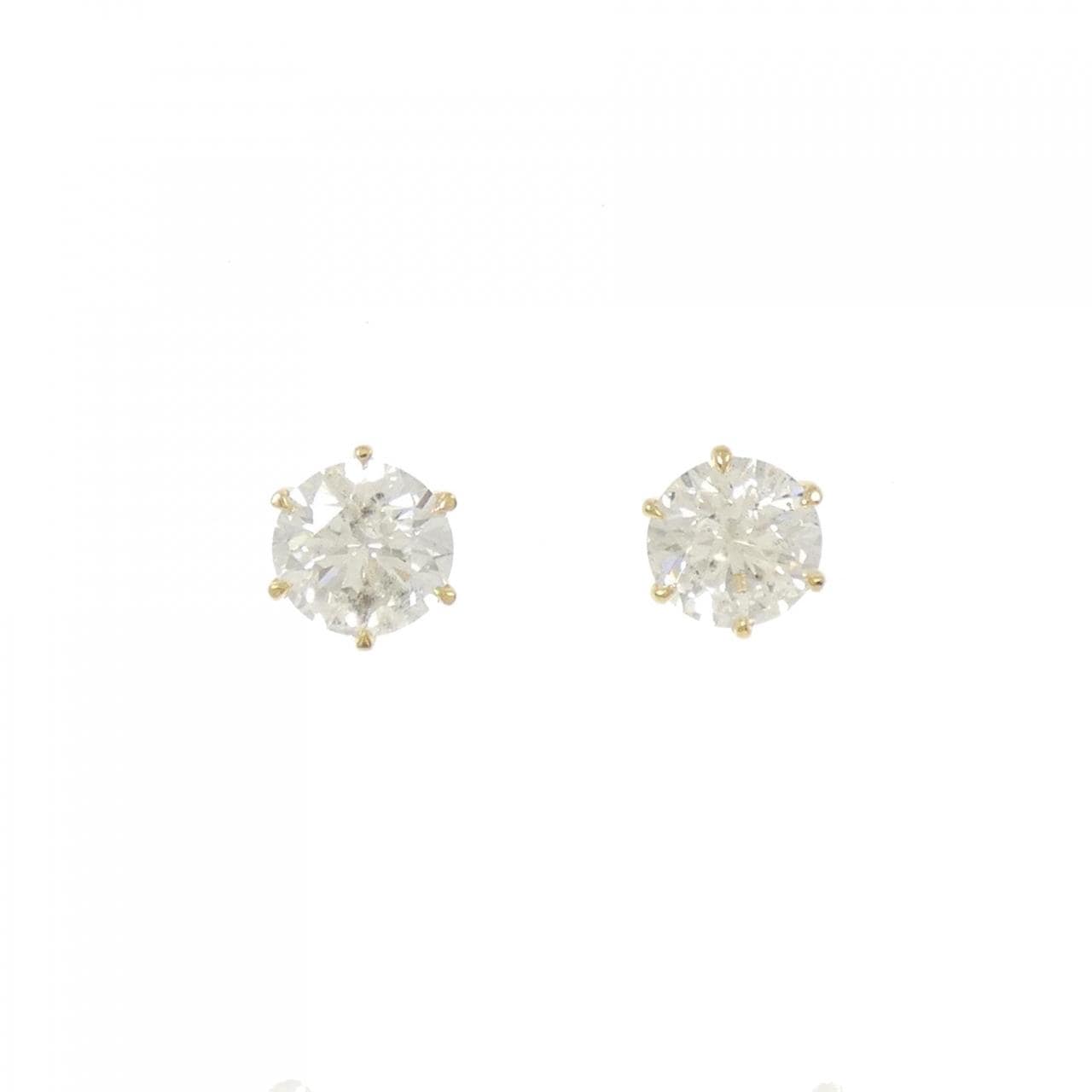 [再加工款] K18YG/ST鑽石耳環 1.111CT 1.152CT IJ I1 EXT