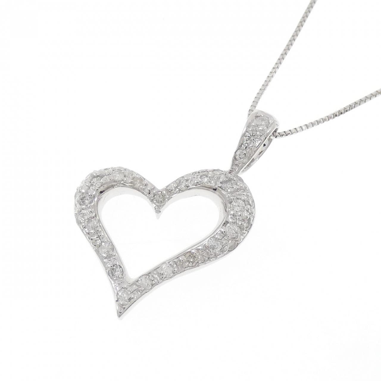K18WG ハート ダイヤモンド ネックレス 0.30CT
