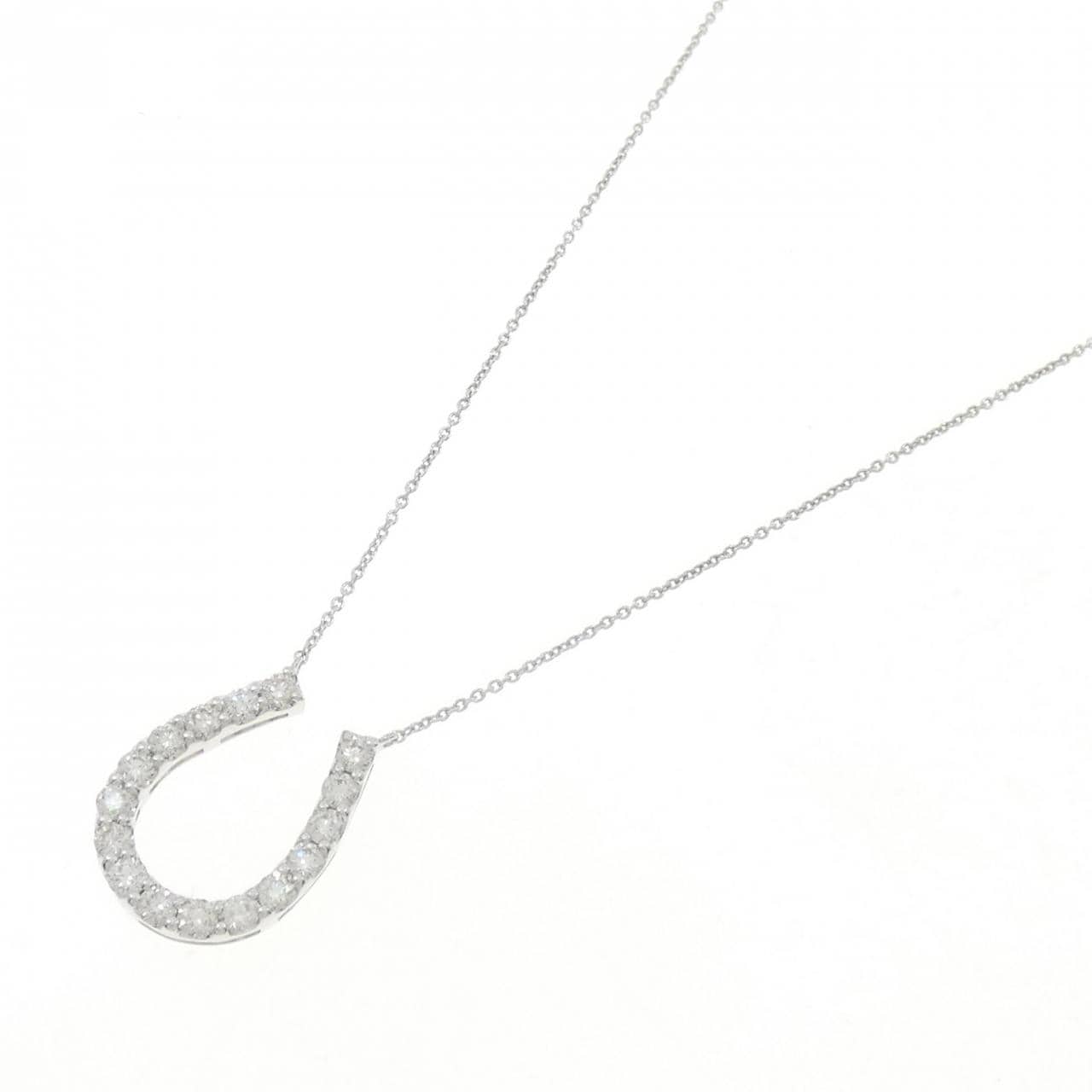 K18WG ホースシュー ダイヤモンド ネックレス 1.05CT